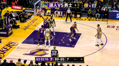NBA联赛湖人队对阵勇士队篮球比赛直播画面