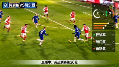 英超联赛阿森纳对阵切尔西比赛直播画面